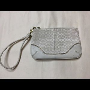 Coach White Signature Wristlet